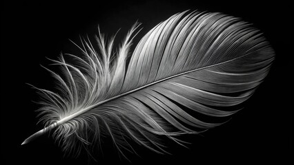 Macro Monochrome Feather Silhouette Photography: Black Feather Pattern Background for Presentations & Designs