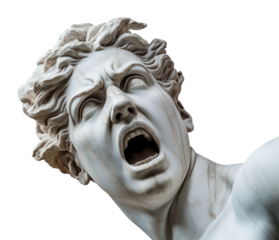 PNG Greek sculpture female angry wedding person statue.