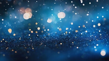 Abstract Dark Blue Background with Scattered White Dots Creating Bokeh Effect, Dreamy and Ethereal with Depth and Dimension.