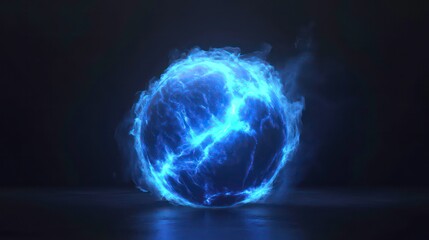 Electric blue energy orb with powerful glow for dynamic overlays, render, isolated, black background,vibrant