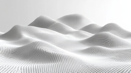 Abstract White Hills 3D Render: Geometric Landscape Texture