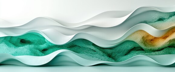 Abstract Teal and White Wavy Texture Background