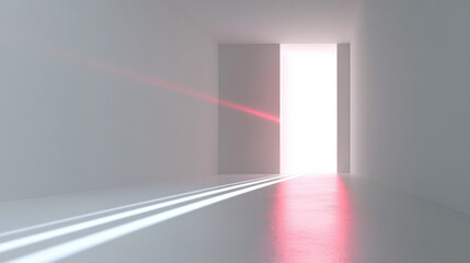 Fototapeta premium Bright empty room with a door and soft lighting