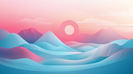 Serene Pastel Mountainscape Under a Gentle Sunset