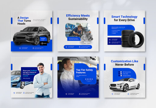Blue And White Car Advertising Social Media Post Layout
