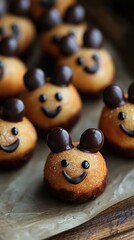 Delightful chocolate-eared donut holes bakery treats for festive celebrations at cozy whimsical bakery