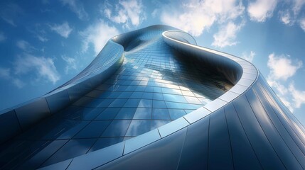 Obraz premium Sleek Futuristic Skyscraper Design with Twisted and Organic Features