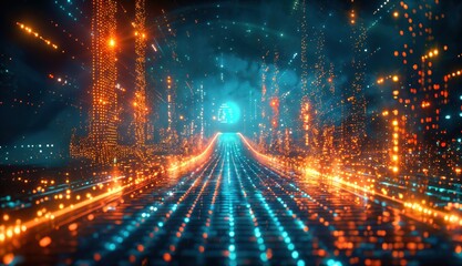 Fototapeta premium Journey Through the Unforeseen Future: A Path Divides into Two Directions