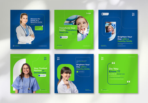 Blue And Green Dental Social Media Post Template
