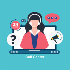  Customer service technical support call center concept