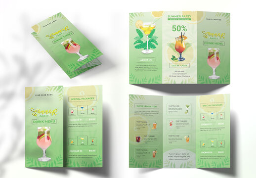 Summer Drink Party Trifold Brochure Design