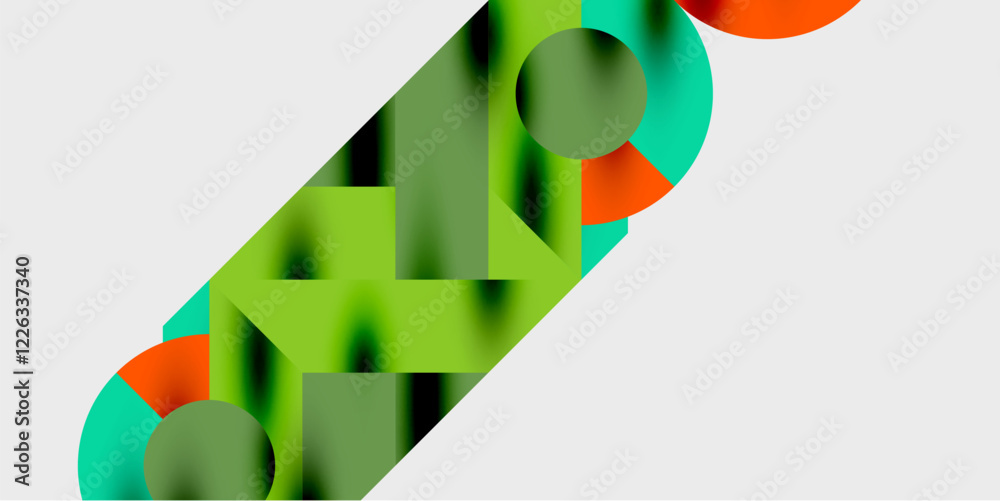 Aufkleber Modern abstract background featuring circles, lines, and triangles in a dynamic geometric composition. Perfect for stylish, tech, or creative-themed designs