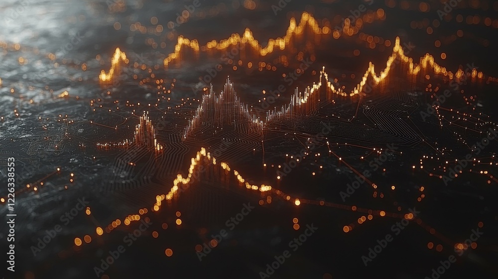 Wall mural abstract cyber connection illustration featuring a web of glowing circuit lines on a modern backgrou