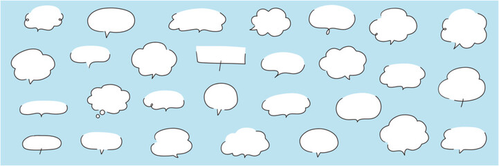 手描きの吹き出しのベクターイラストセット。ふきだし、フレーム、おしゃれ、手書き