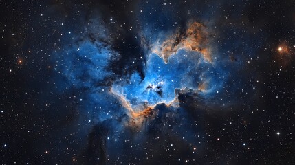 Obraz premium Stellar Nebula with Bright Gases and Distant Stars in Night Sky