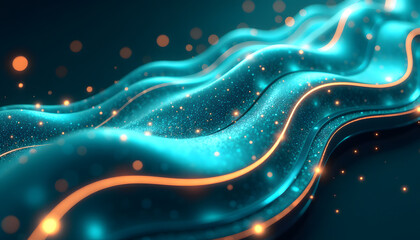 Dynamic 3D Shapes with Turquoise and Silver Accents