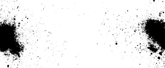 Symmetrical Grunge Splatter Texture, Black Ink on White Background