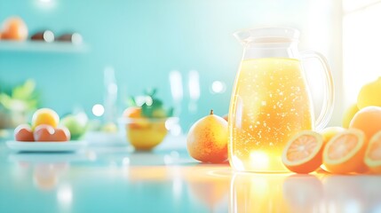 Naklejka premium sparkling citrus pitcher, fresh juice - healthy eating