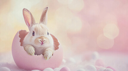 Fantasy Easter Bunny with Carrot in Dreamy Cotton Candy Clouds