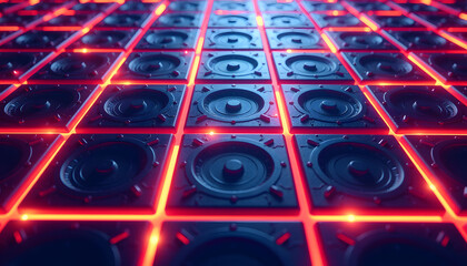 Futuristic 3D Grid with Vibrant Gradient Layers