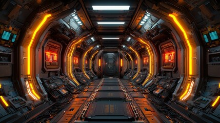 Obraz premium High-tech AI chipset embedded in a futuristic circuit board, illuminated by neon lights and surrounded by complex digital pathways.