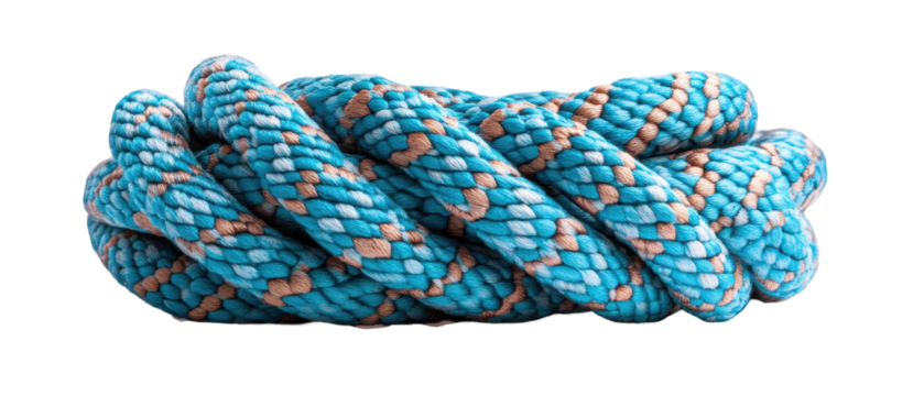 Colorful braided rope for outdoor activities. transparent background