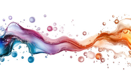 Colorful liquid splash on a black background creating dynamic fluid shapes. transparent background