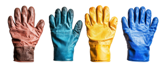 Colorful gloves for gardening and outdoor tasks. transparent background