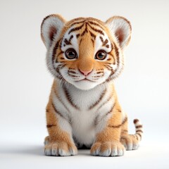 Obraz premium Adorable Baby Tiger Cub Cute Orange Furry Kitten Wildlife Animal Portrait