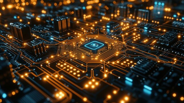 Futuristic AI cover template featuring dynamic geometric patterns, perfect for brochures, posters, and digital billboards in technology presentations.