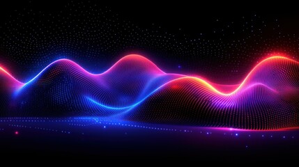 Futuristic digital landscape with gradient blue tones, flowing waveforms, and glowing connections, perfect for computer networks and tech-themed designs.