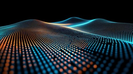 Gradient blue digital landscape with dynamic geometric patterns and glowing lines, perfect for topics related to networks and cutting-edge technology.