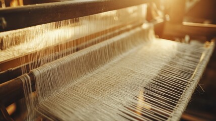 Loom Weaving Process Under Warm Light