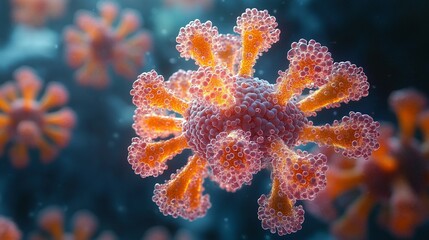 Obraz premium Microscopic View of a Complex Virus Structure