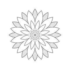 Hand Draw Mandala for Coloring Book Page. Symmetrical Mandala with Floral. line art vector Mandala Pattern illustration. Minimalist Decorative Mandala for Digital and Print Use.