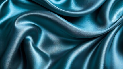 Fototapeta premium Elegant Teal Silk Drapes Softly Illuminated. AI Generated