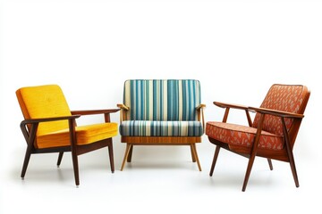 Retro Mid-Century Modern Chairs in Vibrant Colors and Patterns