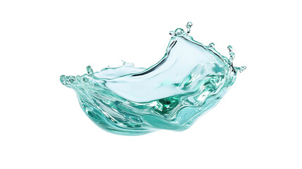 Liquid Dance: Capturing the moment of splash of transparent, turquoise-blue water, frozen in motion, creating a dynamic and visually engaging display.