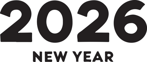 Happy new year icon silhouette vector with white background