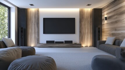 Cozy Living Room Design Featuring Smart TV and Modern Aesthetic with Comfortable Seating