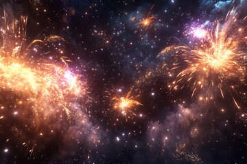 Festive Fireworks Display Illuminating The Night Sky