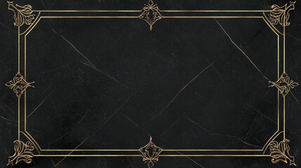 Ornate Gold Frame on Black Background for Elegant Designs and Artistic Presentations