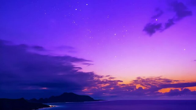 Dramatic Cloud Movements Over a Scenic Ocean Horizon at Twilight - made with Generative AI