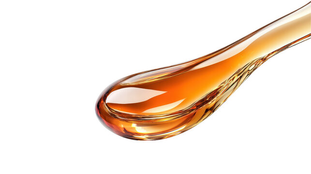 Golden Elixir: A shimmering drop of golden liquid hangs suspended in mid-air, its surface reflecting a captivating play of light, suggestive of luxury, wellness, or the essence of something precious.