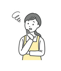悩む主婦の上半身イラスト