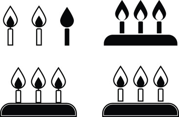 Candle Flame Icons. Candle Icons for Various Uses.