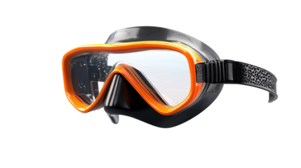 High-quality scuba diving mask designed for underwater exploration and comfort. transparent background