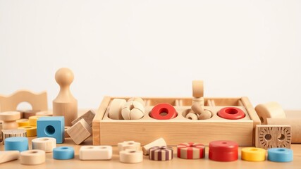 Eco-friendly wooden educational toys for kids, including a sorter and logic games, promoting child development and montessori learning, kids, collects, games