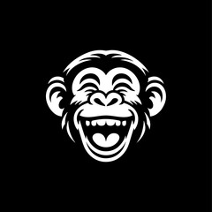 chimpanzee monkey laughing face vector drawing illustration stencil	
