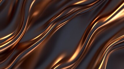 Dark Brown and Gold Draped Fabric Abstract